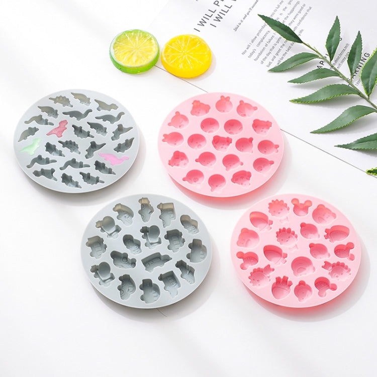 10 PCS Round Cartoon Soft Candy Jelly Steamable Silicone Mold Ice Cream Chocolate Dripping Mold, Dinosaur World, Lion Carrot, Bunny Bear, Cone Cactus, Car, Bunny Bear(Pink), Lion Carrot(Pink), Dinosaur World(Pink), Car(Pink), Cone Cactus(Pink)