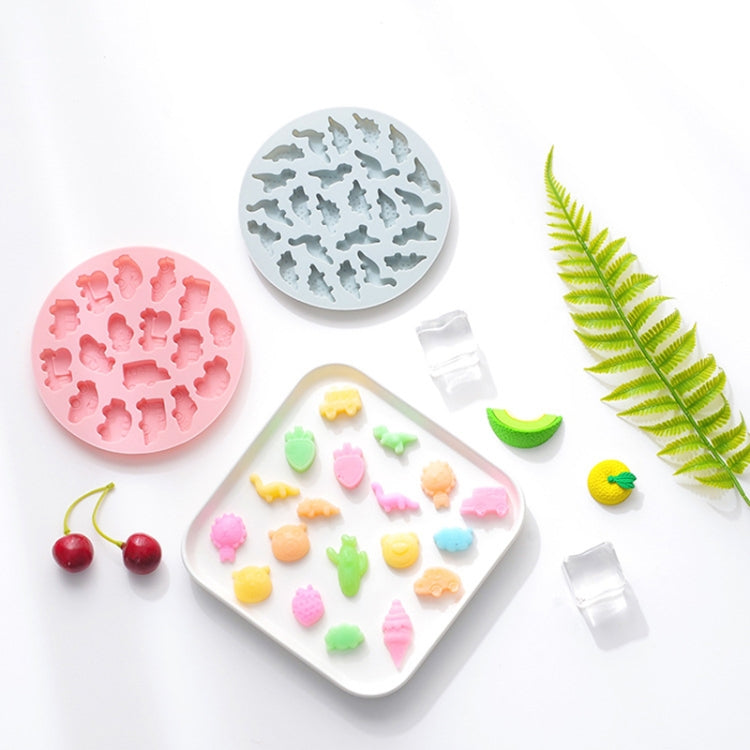 10 PCS Round Cartoon Soft Candy Jelly Steamable Silicone Mold Ice Cream Chocolate Dripping Mold, Dinosaur World, Lion Carrot, Bunny Bear, Cone Cactus, Car, Bunny Bear(Pink), Lion Carrot(Pink), Dinosaur World(Pink), Car(Pink), Cone Cactus(Pink)