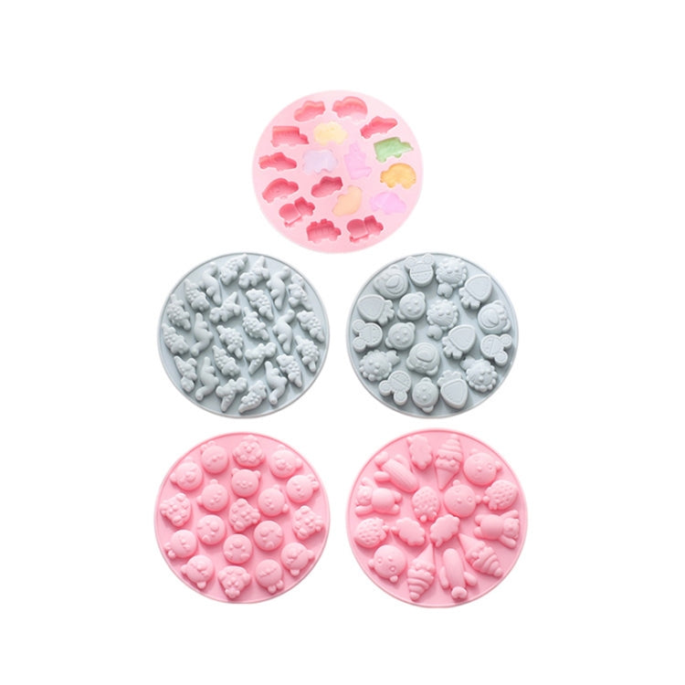 10 PCS Round Cartoon Soft Candy Jelly Steamable Silicone Mold Ice Cream Chocolate Dripping Mold, Dinosaur World, Lion Carrot, Bunny Bear, Cone Cactus, Car, Bunny Bear(Pink), Lion Carrot(Pink), Dinosaur World(Pink), Car(Pink), Cone Cactus(Pink)