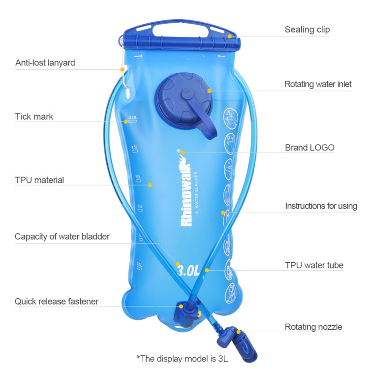 Rhinowalk Cycling Water Bag 2L/3L Full Opening Outdoor Drinking Water Bag Drinking Equipment, RK18101 red 2L, RK18103 blue 3L, RK18101 blue 2L