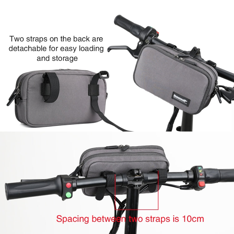 Rhinowalk X2011 Bike Front Bag Bicycle Storage Handlebar Bag Travel Commuting Hanging Bag, Black, Grey