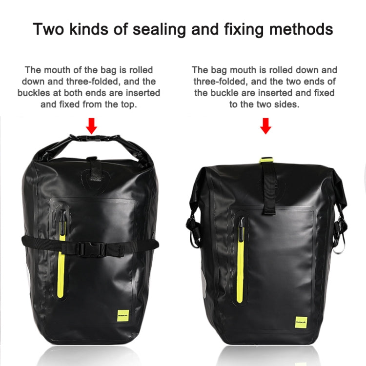 Rhinowalk Bicycle Backpack Full Waterproof Shelf Bag 25L Unilateral Frame Bag Long-distance Travel Bicycle Bag, Black Green, Full Black