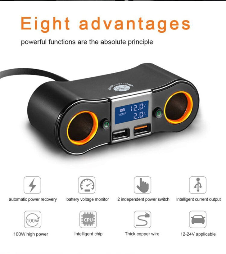 ZNB02 Car Charger Dual USB Car Cigarette Lighter, ZNB02