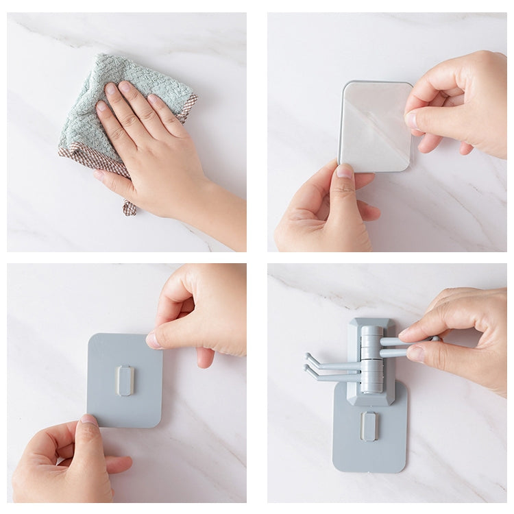 10 PCS Strong Viscose Bathroom Wall Shelf Without Perforation Traceless Rotating Hook, Random Color Delivery, Traceless Rotating Hook