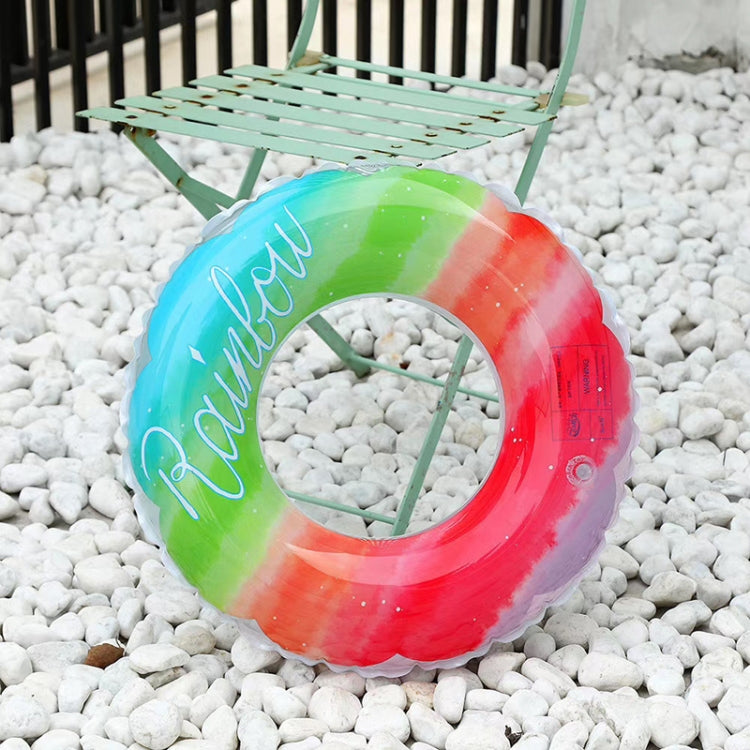 Gradient Color Rainbow Flowers Children Thickened PVC Swimming Ring, 60cm, 70cm, 80cm, 90cm
