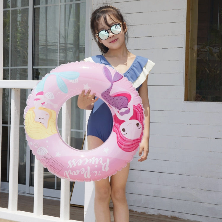 Cartoon Mermaid Pattern Thickened PVC Children Swimming Ring, 60, 70, 80, 90
