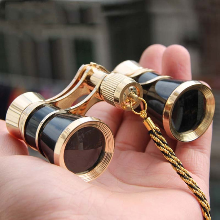 3x25mm Classical Ladies Drama Watching Telescope Carrying Binoculars With Chain, Gold with Chain, White with Chain, Black with Chain