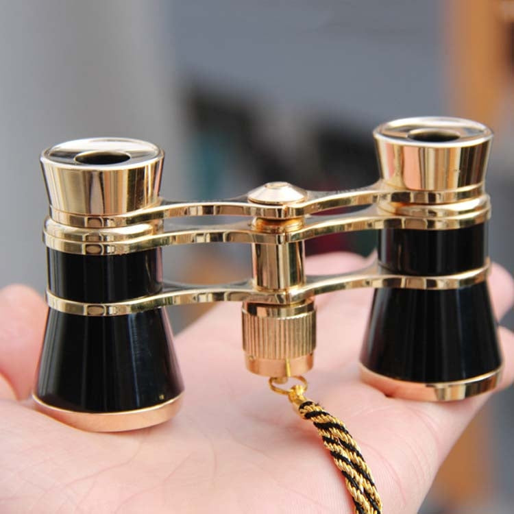 3x25mm Classical Ladies Drama Watching Telescope Carrying Binoculars With Chain, Gold with Chain, White with Chain, Black with Chain