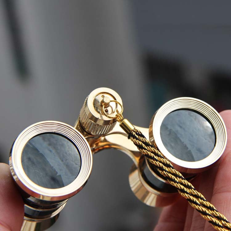 3x25mm Classical Ladies Drama Watching Telescope Carrying Binoculars With Chain, Gold with Chain, White with Chain, Black with Chain