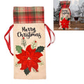 Christmas Decorations Imitation Linen Wine Bottle Cover, Flower, Tree, Car Senior
