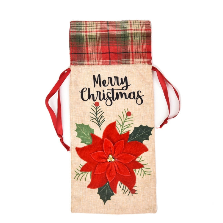Christmas Decorations Imitation Linen Wine Bottle Cover, Flower, Tree, Car Senior