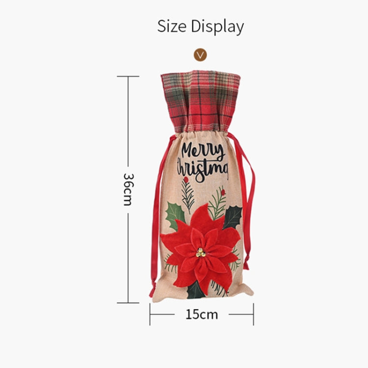 Christmas Decorations Imitation Linen Wine Bottle Cover, Flower, Tree, Car Senior