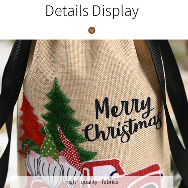 Christmas Decorations Imitation Linen Wine Bottle Cover, Flower, Tree, Car Senior