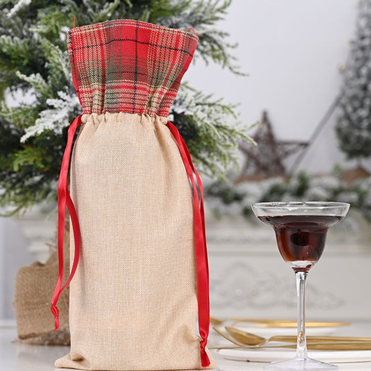 Christmas Decorations Imitation Linen Wine Bottle Cover, Flower, Tree, Car Senior