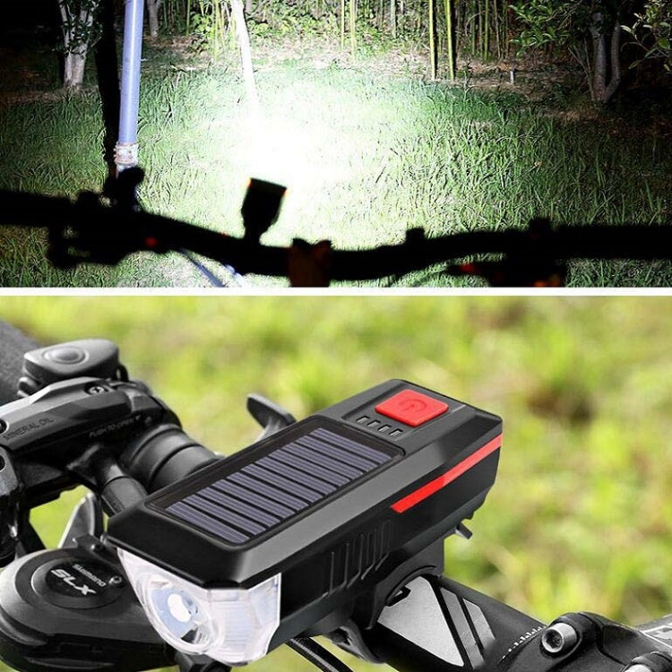 Bicycle Solar Headlight Horn Light Night Riding USB Charging Headlight Bicycle Glare Flashlight Equipment, Blue, Orange, Red, Green