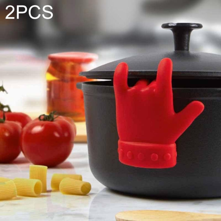2 PCS Kitchen Silicone Pot Lid Raising Gadget Finger Shaped Pot Lid Spill-proof Raising Spoon Rack, Finger