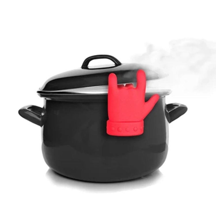 2 PCS Kitchen Silicone Pot Lid Raising Gadget Finger Shaped Pot Lid Spill-proof Raising Spoon Rack, Finger