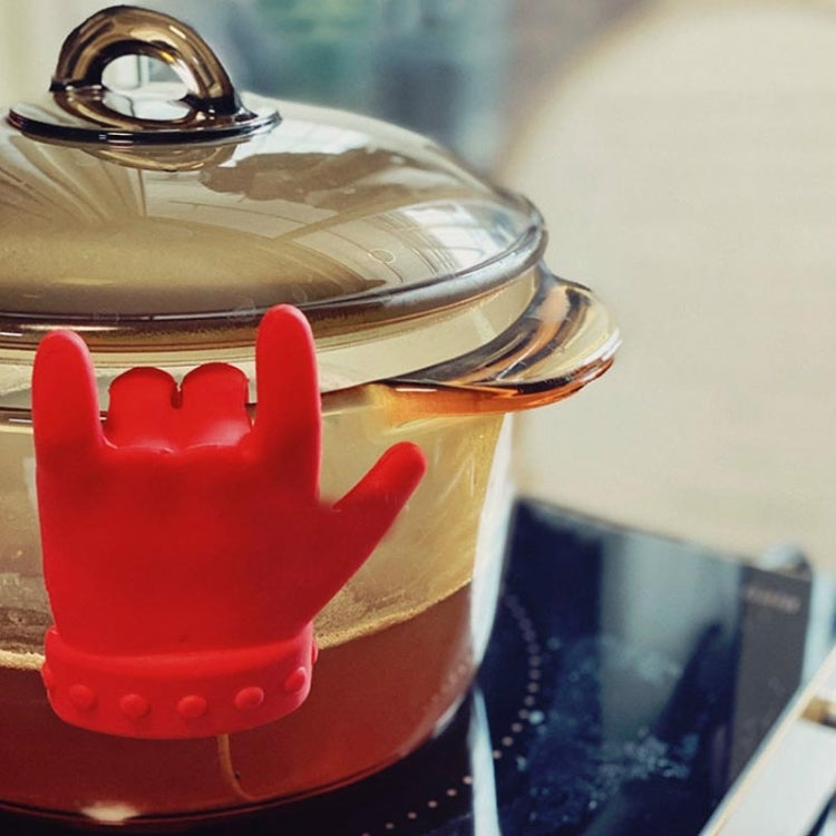 2 PCS Kitchen Silicone Pot Lid Raising Gadget Finger Shaped Pot Lid Spill-proof Raising Spoon Rack, Finger