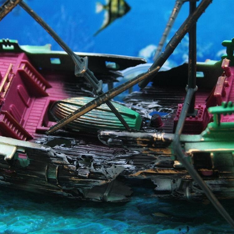 Aquarium Fish Tank Aquarium Landscaping Decoration Oxygen-enhancing Toy Rotten Shipwreck, Toy Rotten Shipwreck