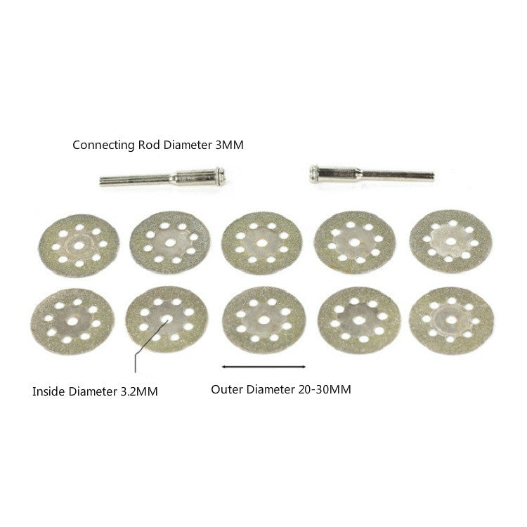 8 Holes Emery Cutting Chip Jade  Saw Blade Electric Grinder Accessories, 10 Saw Blade 2 Connecting rod 20MM, 10 Saw Blade 2 Connecting rod 22MM, 10 Saw Blade 2 Connecting rod 25MM, 10 Saw Blade 2 Connecting rod 30MM