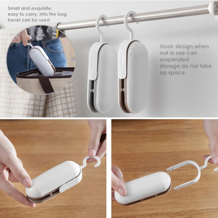 Household Mini Heat Sealing Machine Package Sealer Clamps, Brown, Gray