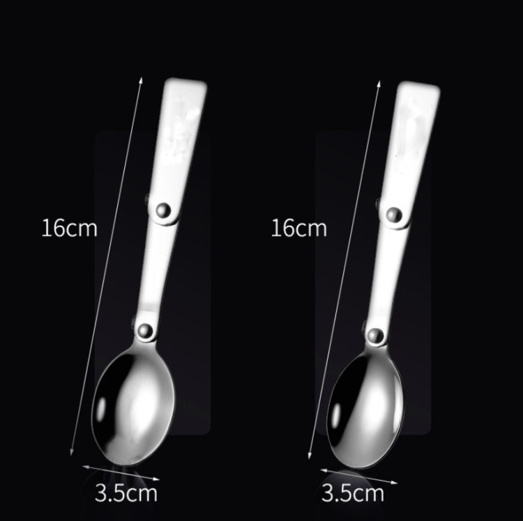 2PCS Stainless Steel Folding Fork Spoon Integrated Dual-use Picnic Portable Tableware, Random Color Delivery, Spoon, Fork