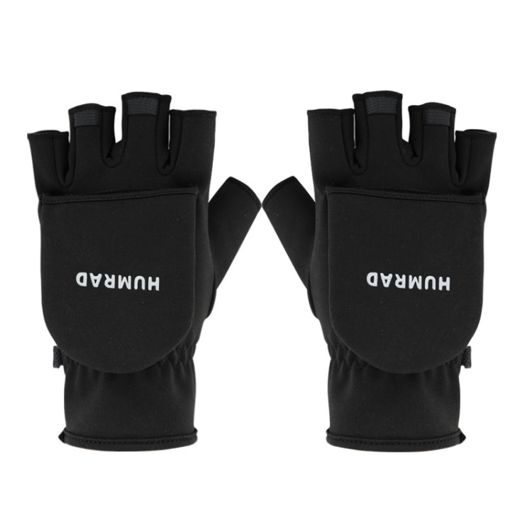 HUMRAO Winter Half-Finger Flip Cover Warm Gloves For Outdoor Sports Skiing And Cycling, L, XL