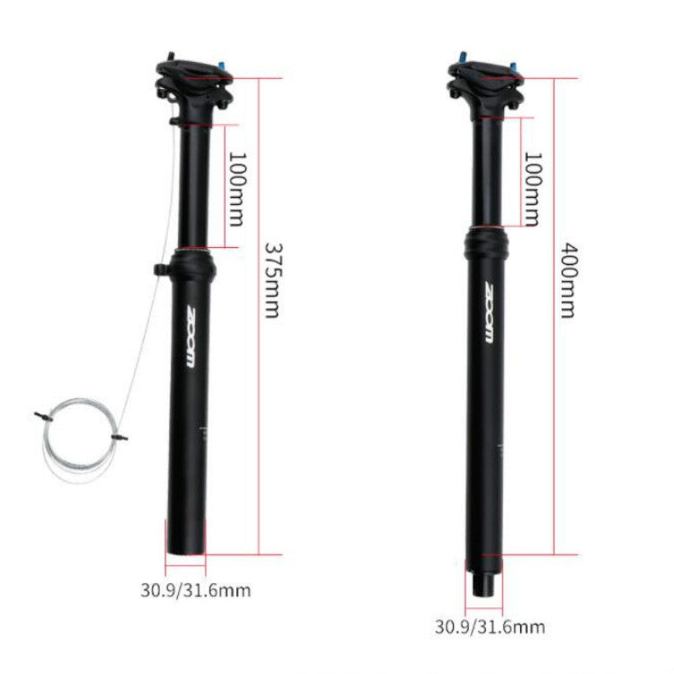 ZOOM Bicycle Wire-Controlled Hydraulic Lift Seat Tube Mountain Bike Seatpost, 30.9mm 375mm External Routing, 31.6mm 375mm External Routing, 30.9mm 400mm Internal Routing, 31.6mm 400mm Internal Routing