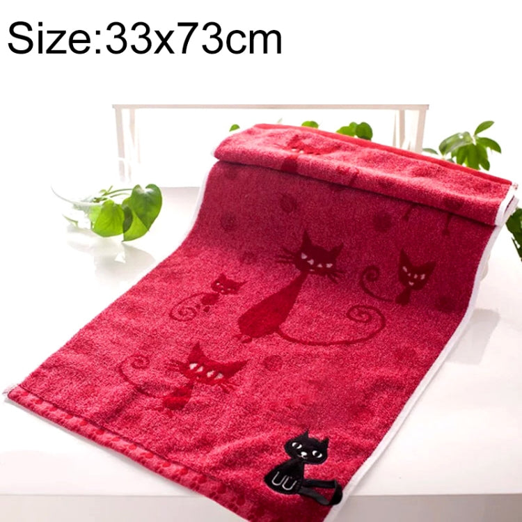 Cute Kitten Pattern Print Cotton Soft Child-Towel Household Face Towel Cartoon Cat Cotton Towels, 33x73cm