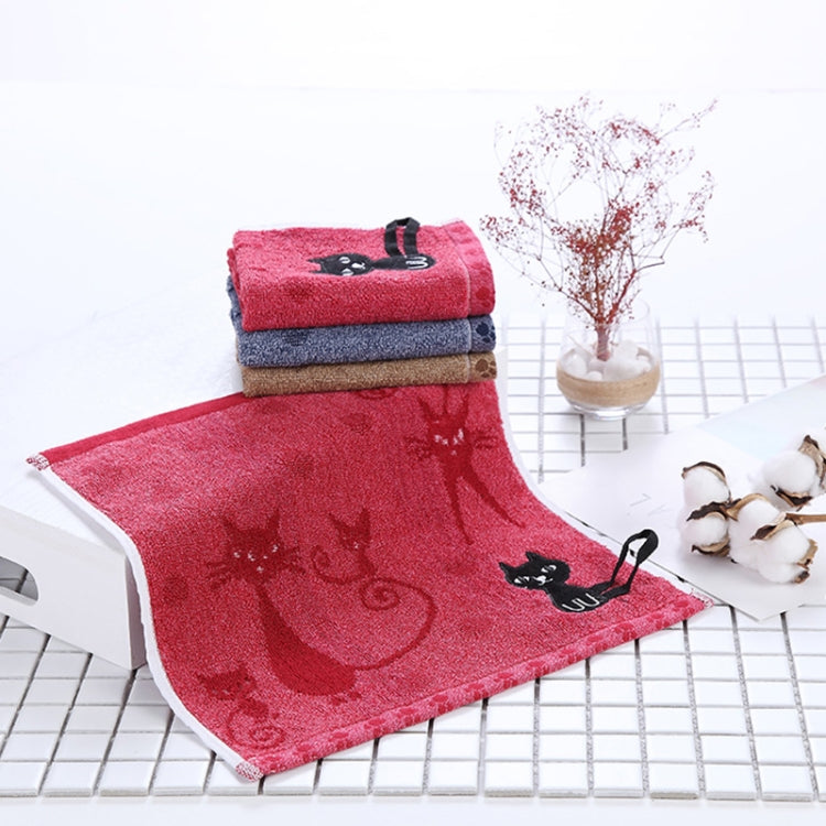 Cute Kitten Pattern Print Cotton Soft Child-Towel Household Face Towel Cartoon Cat Cotton Towels, 33x73cm