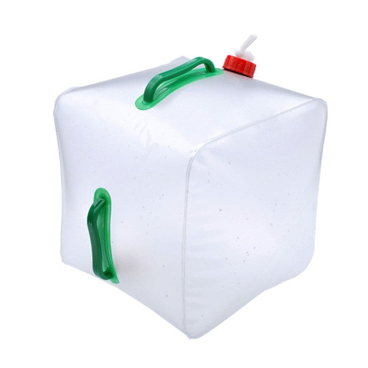 20L Outdoor Camping Folding Bucket Transparent Plastic Folding Water Bag, 20(Grenn）