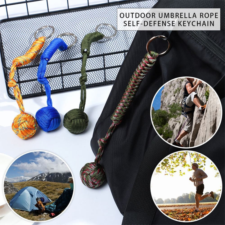 Outdoor Security Protection Black Monkey Fist Steel Ball Bearing Self Defense Lanyard Survival Key Chain