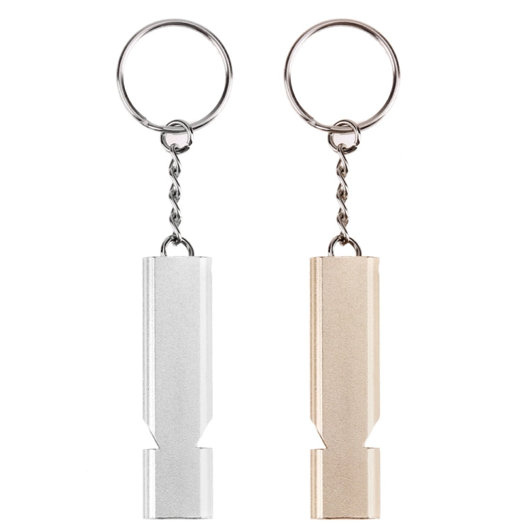Mini Portable 120db Double Pipe High Decibel Outdoor Camping Hiking Survival Whistle Double-frequency Emnergecy Whistle Keychain, 3 PCS Gold, 3 PCS Silver