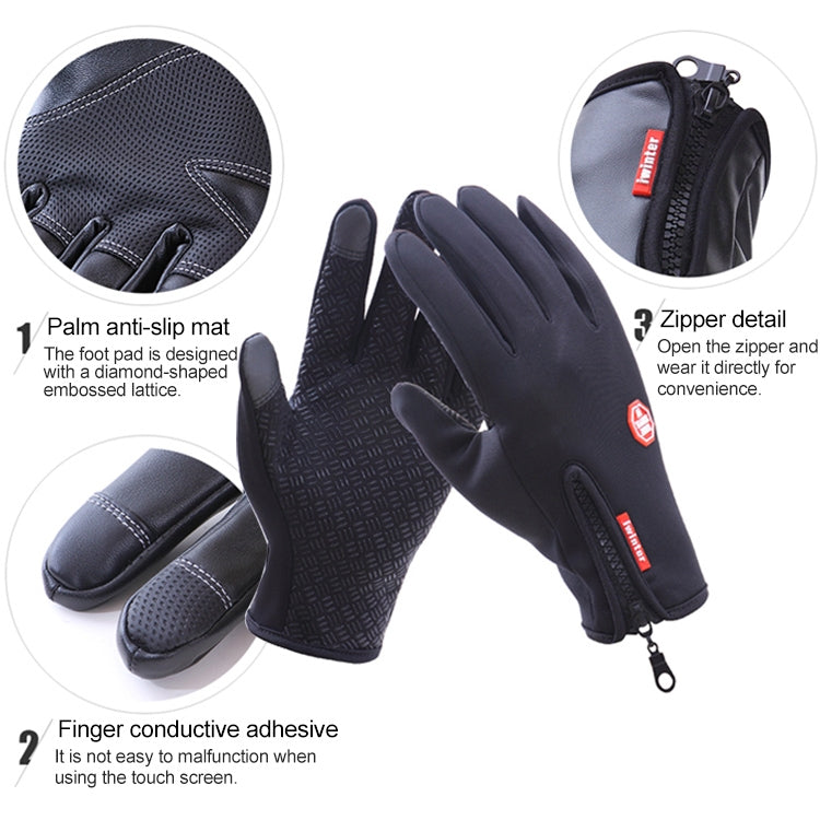 Cycling Gloves Full Finger Neoprene PU Breathable Leather Warm Winter Outdoor Sports Gloves, M, L, XL