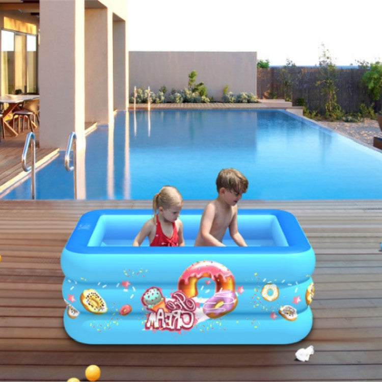 Household Indoor and Outdoor Ice Cream Pattern Children Square Inflatable Swimming Pool, 150 x 110 x 50cm Pink, 180 x 130 x 55cm Pink, 210 x 135 x 55cm Pink