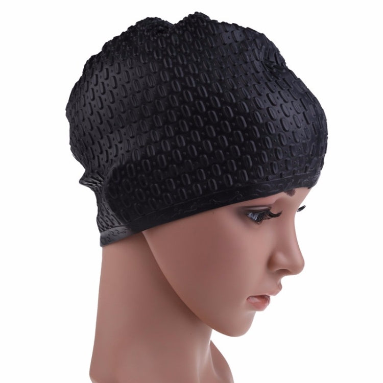 Silicone Waterproof Swimming Caps Protect Ears Long Hair Sports Swimming Cap for Adults, Silicone Long Hair Swimming Cap(Black), Silicone Long Hair Swimming Cap(Dark Blue), Silicone Long Hair Swimming Cap(Light Blue)                                    ...