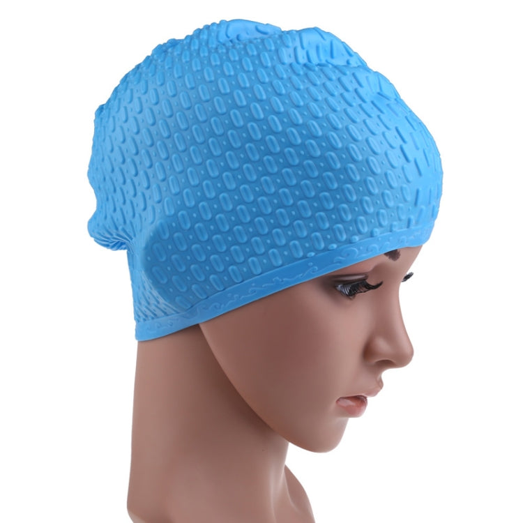 Silicone Waterproof Swimming Caps Protect Ears Long Hair Sports Swimming Cap for Adults, Silicone Long Hair Swimming Cap(Black), Silicone Long Hair Swimming Cap(Dark Blue), Silicone Long Hair Swimming Cap(Light Blue)                                    ...