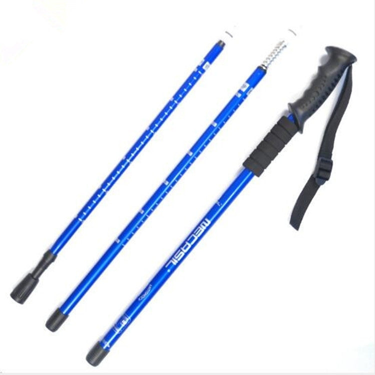 NECASIL Three-section Aluminum Alloy Straight Handle Retractable Trekking Trekking Pole, Three-section (Black), Three-section (Red), Three-section (Blue), Three-section (Silver), Three-section (Purple), Three-section (Gold)