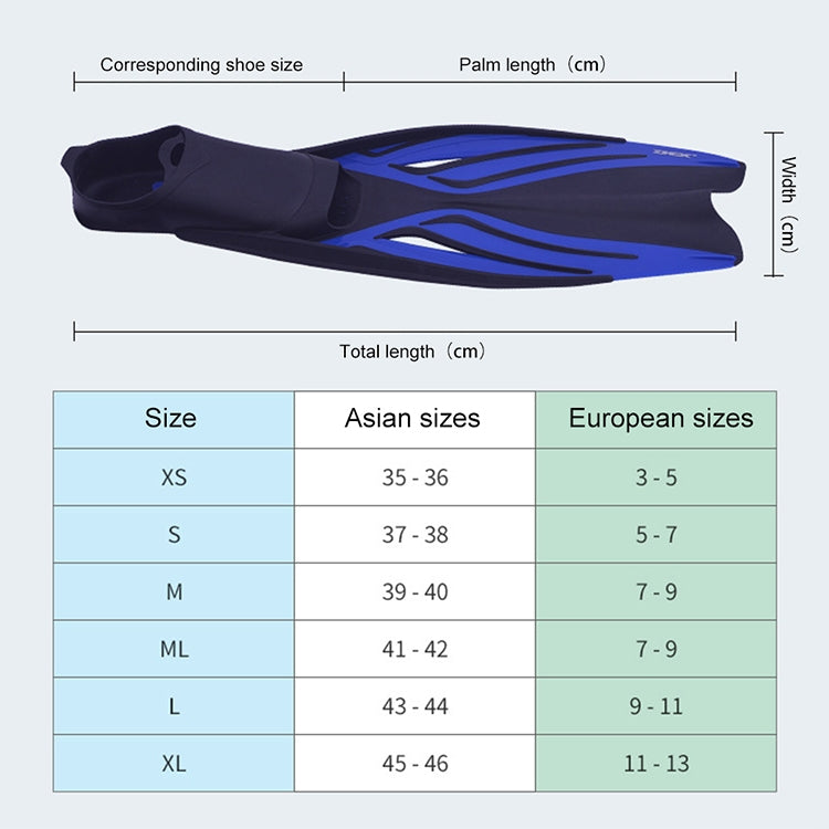 Swimming Free Diving Fins Silicone Flippers Diving Equipment, XL（45-46）
