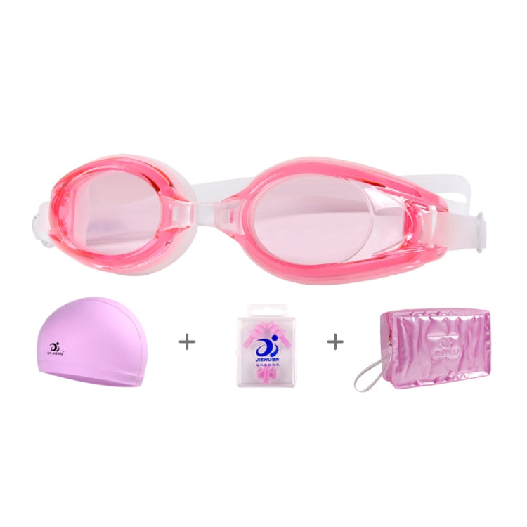 JIEHU JH8102 4 in1 Women HD Transparent Anti-fog Waterproof Swimming Glasses Swimming Cap Set, JIEHU JH8102 (Purple Color), JIEHU JH8102 (Pink), JIEHU JH8102 (Blue Color), JIEHU JH8102 (Blue), JIEHU JH8102 (Black)