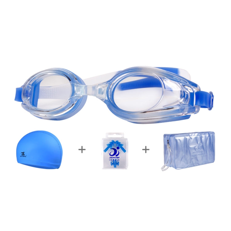 JIEHU JH8102 4 in1 Women HD Transparent Anti-fog Waterproof Swimming Glasses Swimming Cap Set, JIEHU JH8102 (Purple Color), JIEHU JH8102 (Pink), JIEHU JH8102 (Blue Color), JIEHU JH8102 (Blue), JIEHU JH8102 (Black)