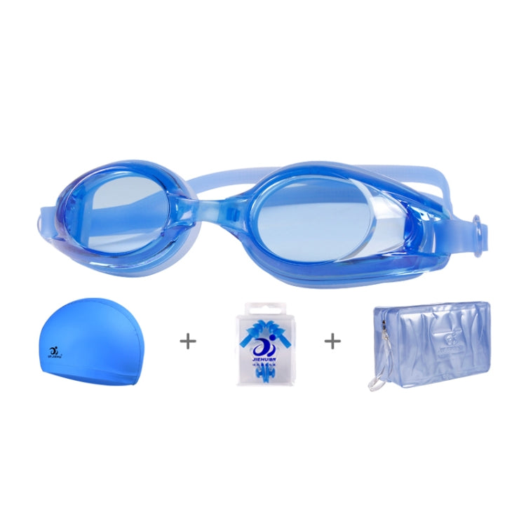 JIEHU JH8102 4 in1 Women HD Transparent Anti-fog Waterproof Swimming Glasses Swimming Cap Set, JIEHU JH8102 (Purple Color), JIEHU JH8102 (Pink), JIEHU JH8102 (Blue Color), JIEHU JH8102 (Blue), JIEHU JH8102 (Black)