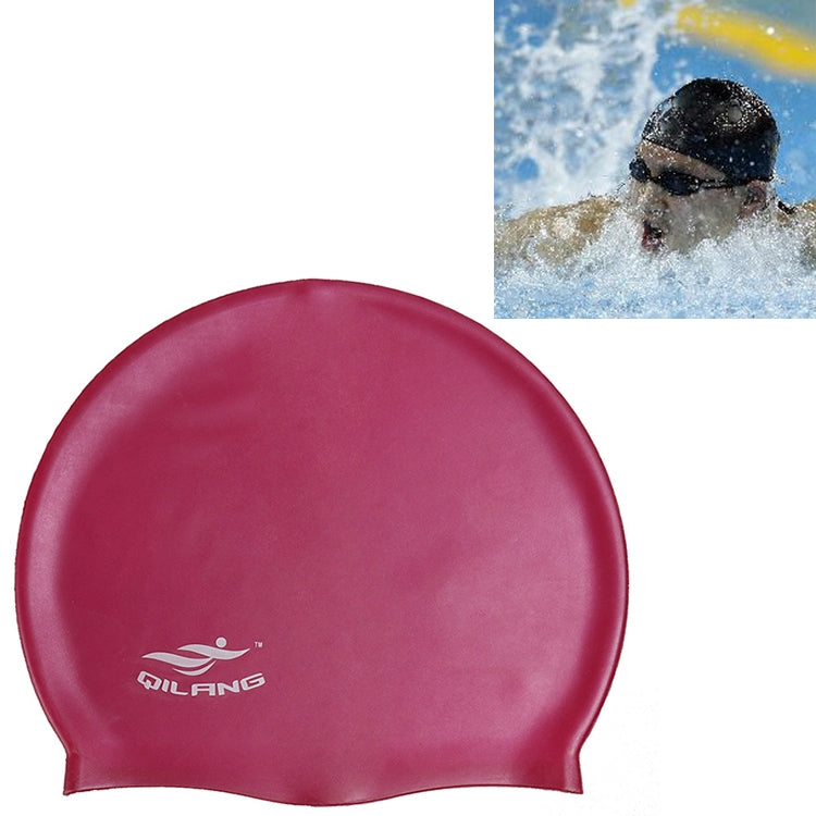Adult Solid Color Waterproof Silicone Swimming Cap, Silicone Swimming Cap(Pink), Silicone Swimming Cap(Purple), Silicone Swimming Cap(Silver), Silicone Swimming Cap(Black), Silicone Swimming Cap(Dark Blue), Silicone Swimming Cap(Wine Red)              ...