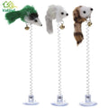 3 PCS Funny Cat Toys Elastic Feather False Mouse Bottom Sucker Toys for Cat Kitten Playing Pet Seat Scratch Toy Pet Cat Product, Feather Funny Cat Toys