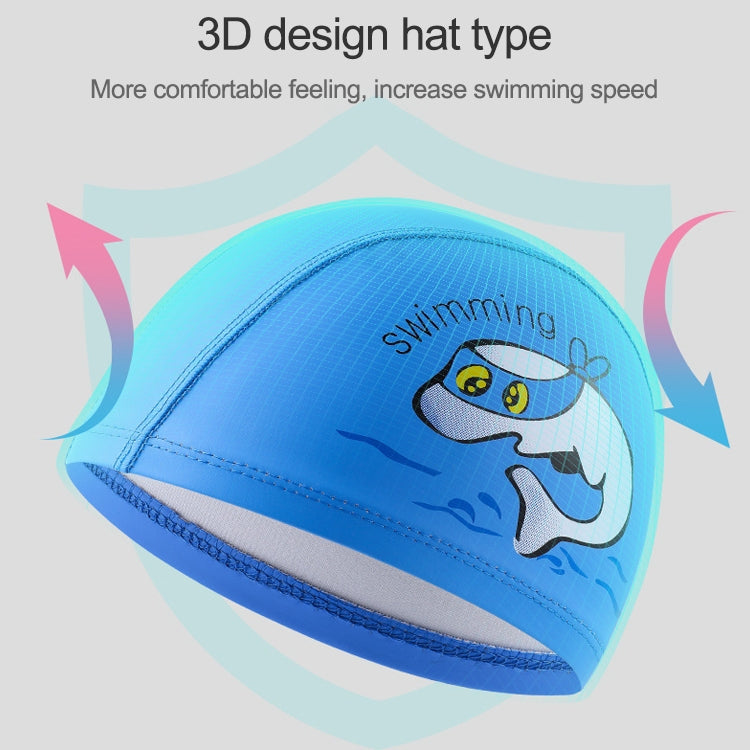 Children Swimming Cap PU Printed Cute Dolphin Pattern Elastic Swimming Cap, Children PU Swimming Cap (Dark Blue), Children PU Swimming Cap (Pink), Children PU Swimming Cap (Sky Blue), Children PU Swimming Cap (Silver Grey)