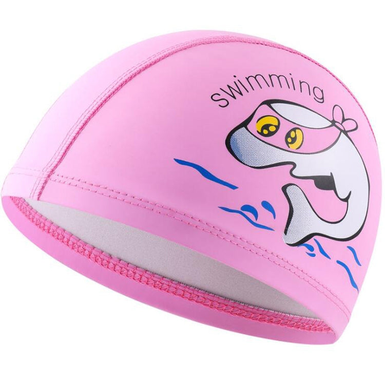 Children Swimming Cap PU Printed Cute Dolphin Pattern Elastic Swimming Cap, Children PU Swimming Cap (Dark Blue), Children PU Swimming Cap (Pink), Children PU Swimming Cap (Sky Blue), Children PU Swimming Cap (Silver Grey)