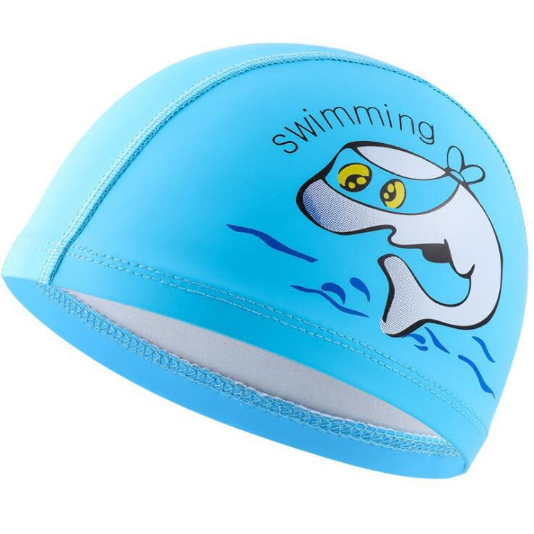 Children Swimming Cap PU Printed Cute Dolphin Pattern Elastic Swimming Cap, Children PU Swimming Cap (Dark Blue), Children PU Swimming Cap (Pink), Children PU Swimming Cap (Sky Blue), Children PU Swimming Cap (Silver Grey)