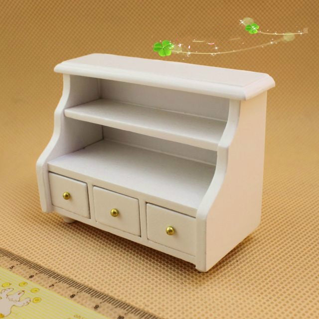 Dollhouse Mini Furniture Bathroom White Short Cabinet Towel Cabinet Model, Mini Furniture Bathroom