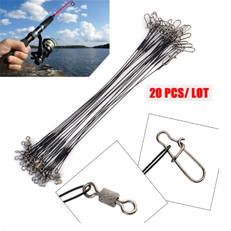 20 PCS Luya Front Wire With Pin Wire Anti-bite Wire, 15CM, 20CM, 25CM, 30CM