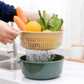 Double-Layer Hollow Fruit & Vegetable Drain Basket Household Plastic Vegetable Washing Basket, Small, Large